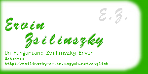 ervin zsilinszky business card